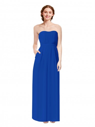 Open Back Royal Blue Sheath Sweetheart Long Bridesmaid Dress Bolton