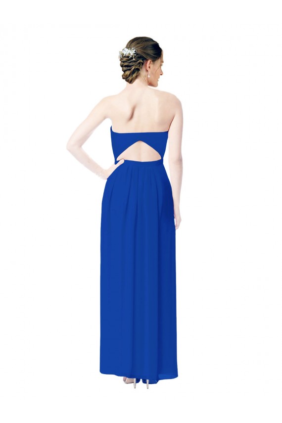 Open Back Royal Blue Sheath Sweetheart Long Bridesmaid Dress Bolton