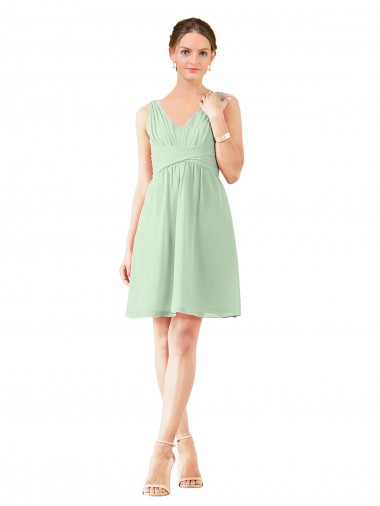 Sage A-Line V-Neck Knee Length Bridesmaid Dress Bolton