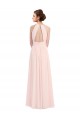 Keyhole Back Pink A-Line Halter Neck Long Bridesmaid Dress Bolton