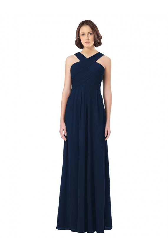 V-Back Dark Navy A-Line Sweetheart Long Floor Length Bridesmaid Dress Bolton