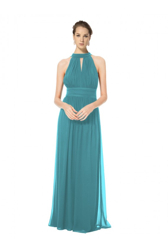 Keyhole Back Hunter A-Line Halter Neck Long Bridesmaid Dress Bolton
