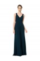 Midnight Green A-Line V-Neck Long Bridesmaid Dress Bolton