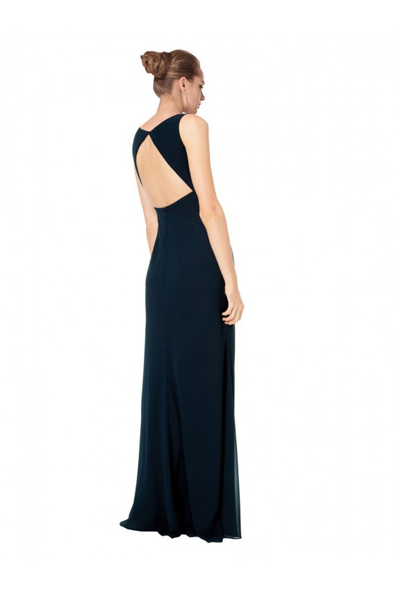 Midnight Green A-Line V-Neck Long Bridesmaid Dress Bolton