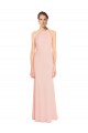 Pink A-Line Halter Neck Long Bridesmaid Dress Bolton