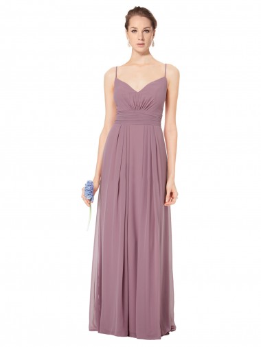 Open Back Pink A-Line V-Neck Long Bridesmaid Gowns Bolton