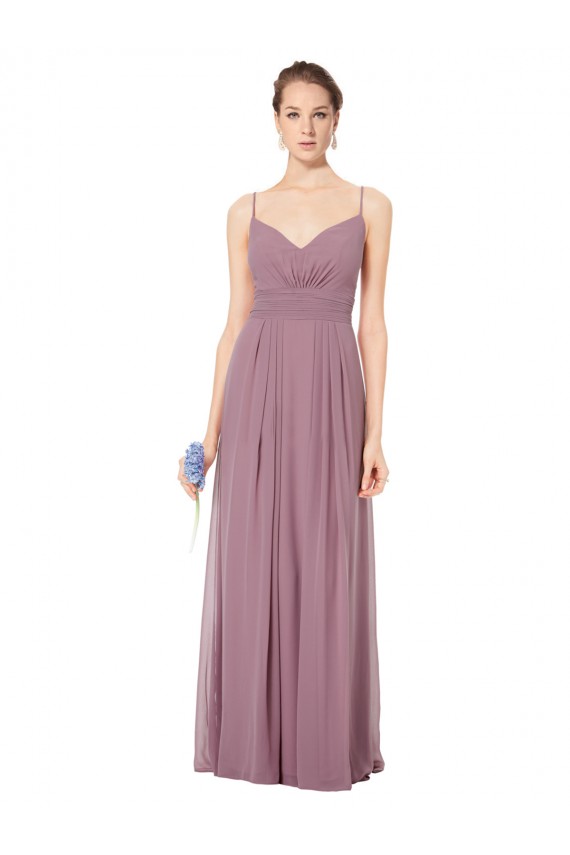 Open Back Pink A-Line V-Neck Long Bridesmaid Gowns Bolton