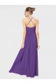 Open Back Plum Purple A-Line Halter Neck Long Bridesmaid Dress Bolton