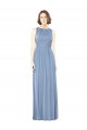 Keyhole Back Dusty Blue A-Line Bateau Neck Long Bridesmaid Dress Bolton
