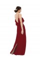 V-Back Burgundy Sheath Scoop Neck Long Bridesmaid Dress Bolton
