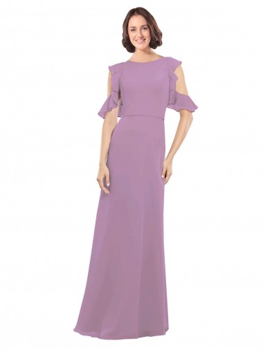 Open Back Dark Lavender A-Line High Neck Long Bridesmaid Dresses Bolton