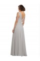 V-Back Oyster Silver A-Line V-Neck Long Bridesmaid Dress Bolton