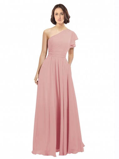 Bliss Pink A-Line One Shoulder Long Bridesmaid Dress / Evening Dress Bolton