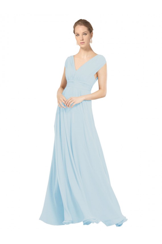Sea Glass A-Line V-Neck Long Bridesmaid Dress Bolton