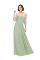 Smoke Green A-Line Off the Shoulder Long Bridesmaid Dress Bolton