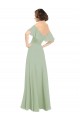Smoke Green A-Line Off the Shoulder Long Bridesmaid Dress Bolton