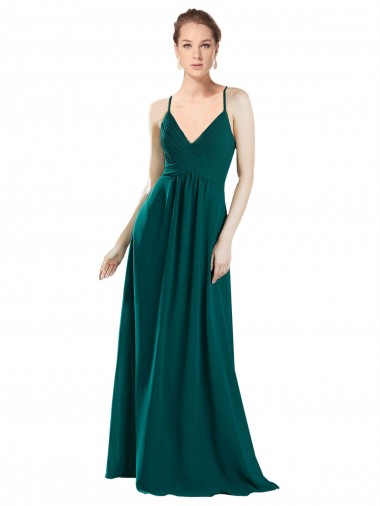 Keyhole Back Hunter A-Line V-Neck Long Bridesmaid Dress / Evening Dress Bolton
