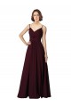 Burgundy Gold A-Line V-Neck Long Bridesmaid Gown Bolton