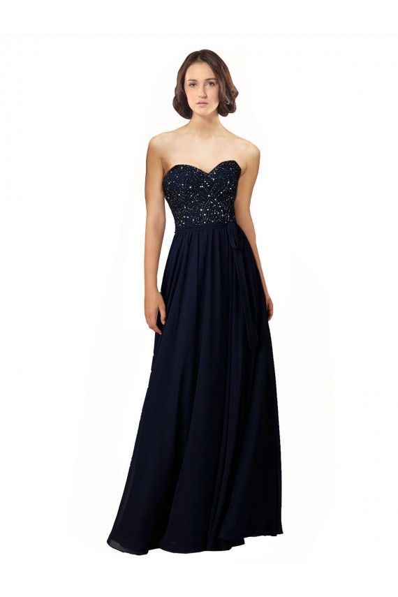 Dark Navy Sheath Sweetheart Long Bridesmaid Dress / Formal Dress Bolton