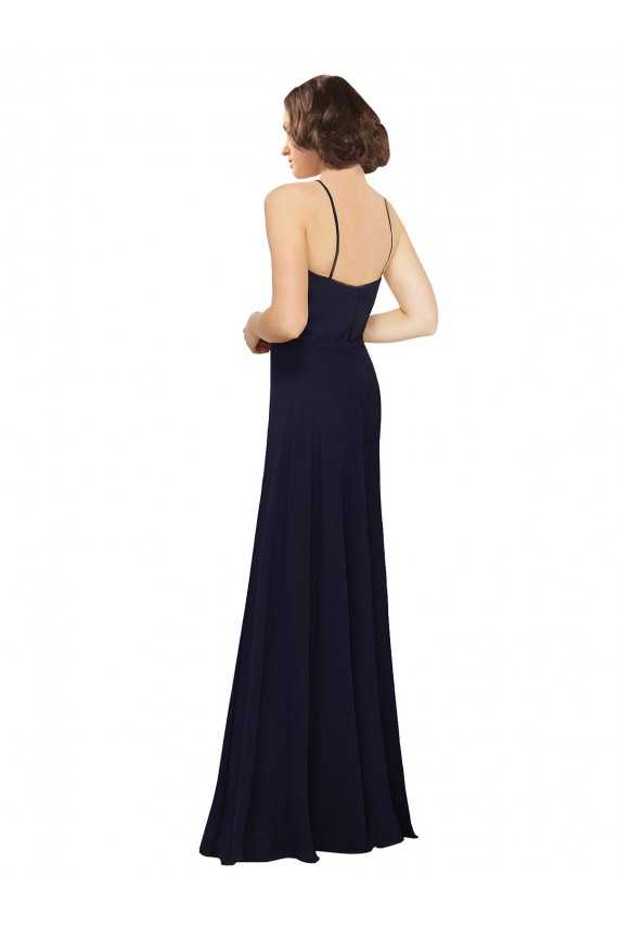 Dark Navy Sheath Scoop Neck Long Bridal Party Dress Bolton