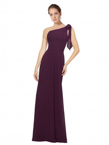 Grape A-Line One Shoulder Long Bridesmaid Dresses Bolton