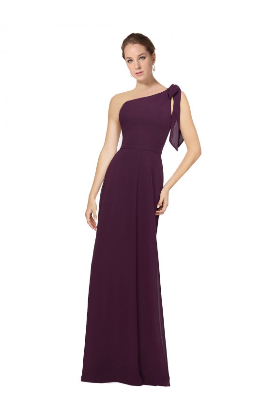 Grape A-Line One Shoulder Long Bridesmaid Dresses Bolton