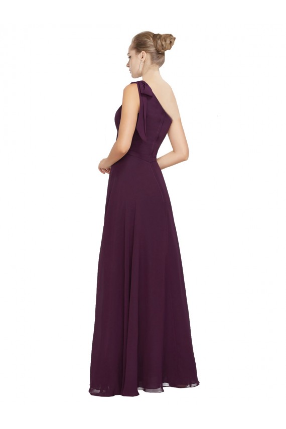 Grape A-Line One Shoulder Long Bridesmaid Dresses Bolton