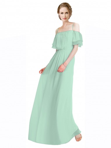 Mint Green A-Line Spaghetti Straps Long Bridesmaid Dress Bolton