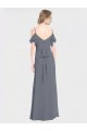 V-Back Slate Grey A-Line V-Neck Long Bridesmaid Dress Bolton