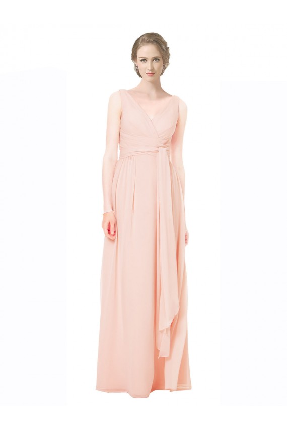 V-Back A-Line V-Neck Long Wedding Party Dress Bolton