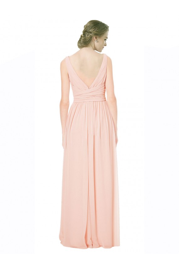 V-Back A-Line V-Neck Long Wedding Party Dress Bolton