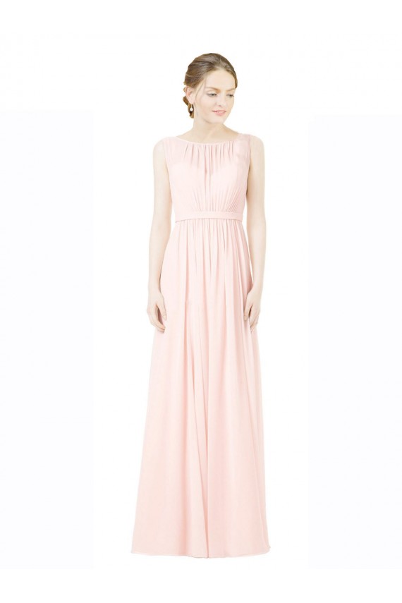 V-Back A-Line Jewel Long Bridesmaid Dress Bolton