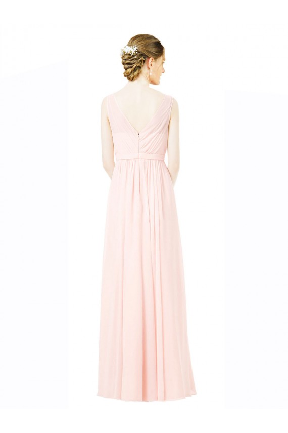 V-Back A-Line Jewel Long Bridesmaid Dress Bolton
