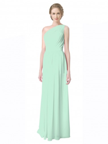 Mint Green A-Line One Shoulder Long Bridesmaid Dress Bolton