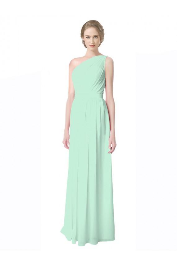 Mint Green A-Line One Shoulder Long Bridesmaid Dress Bolton