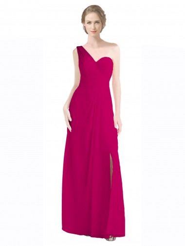 Red A-Line One Shoulder Long Bridesmaid Dress Bolton