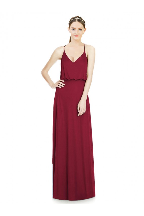 Burgundy A-Line V-Neck Long Evening Gowns / Bridesmaid Dress Bolton