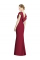 V-Back Burgundy Trumpet V-Neck Long Bridesmaid Dress Bolton