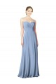 Low Back Dusty Blue A-Line Strapless Long Wedding Party Dress Bolton