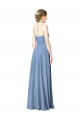 Low Back Dusty Blue A-Line Strapless Long Wedding Party Dress Bolton