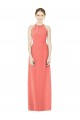 Keyhole Back Coral A-Line Halter Neck Long Bridesmaid Dress Bolton