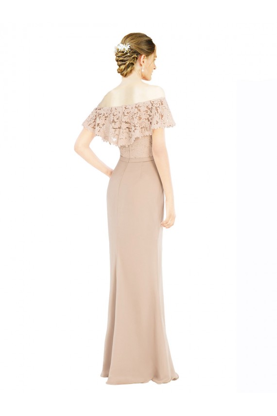 Champagne A-Line Off the Shoulder Long Prom Dress / Bridesmaid Dress Bolton