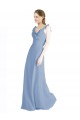 Open Back Dusty Blue A-Line V-Neck Long Floor Length Bridesmaid Dress Bolton