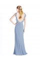 Open Back Dusty Blue A-Line V-Neck Long Floor Length Bridesmaid Dress Bolton