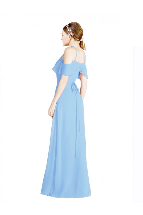 Low Back Periwinkle A-Line Halter Neck Long Formal Dress / Bridesmaid Dress Bolton