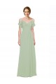 Low Back Smoke Green A-Line Sweetheart Long Bridesmaid Dress Bolton