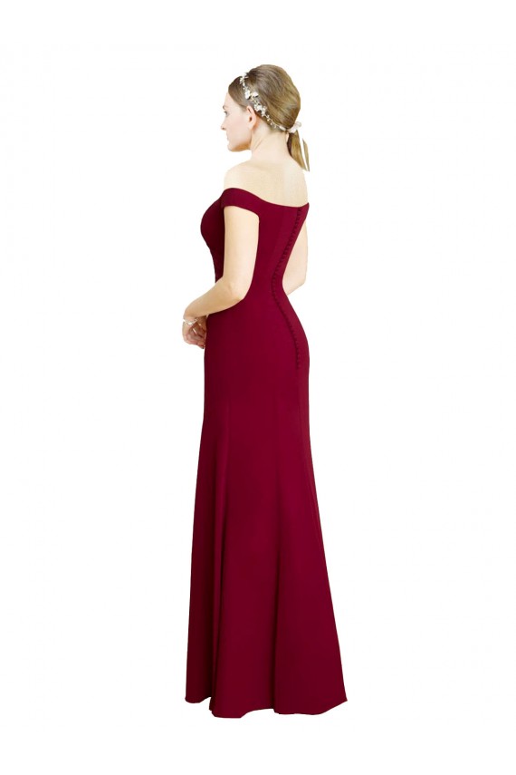 Burgundy Mermaid Off the Shoulder Long Black Tie Prom Dress / Bridesmaid Dress Bolton