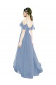 Dusty Blue A-Line V-Neck Long Bridesmaid Dress Bolton