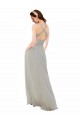 Open Back Silver A-Line V-Neck Long Bridesmaid Dress Bolton