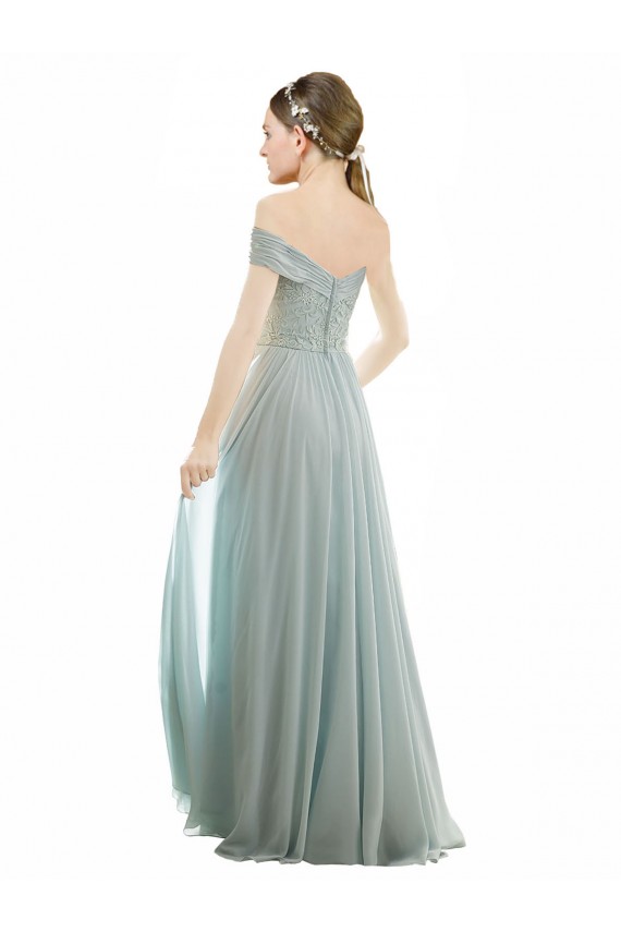Sea Glass A-Line Off the Shoulder Long Bridesmaid Dress Bolton